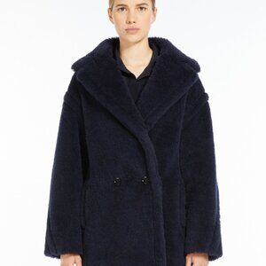 Max Mara Short Teddy Bear Icon Coat in Alpaca & wool - Ultramarine, size XS/O